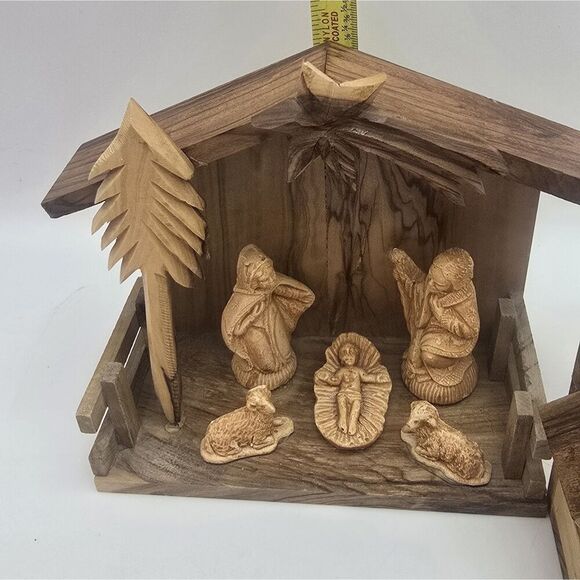 Lot of 3 Bethlehem Nativity Scene - Olive Wood Creshe Resin Israel - Picture 9 of 11